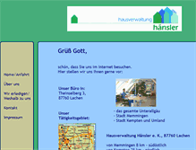 Tablet Screenshot of hausverwaltung-haensler.de